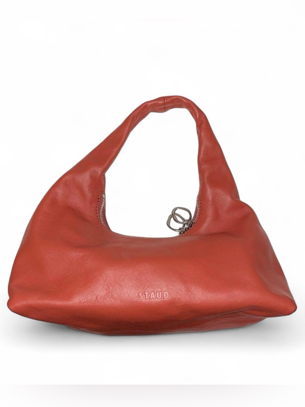 Staud Enzo terracotta brown red leather handbag